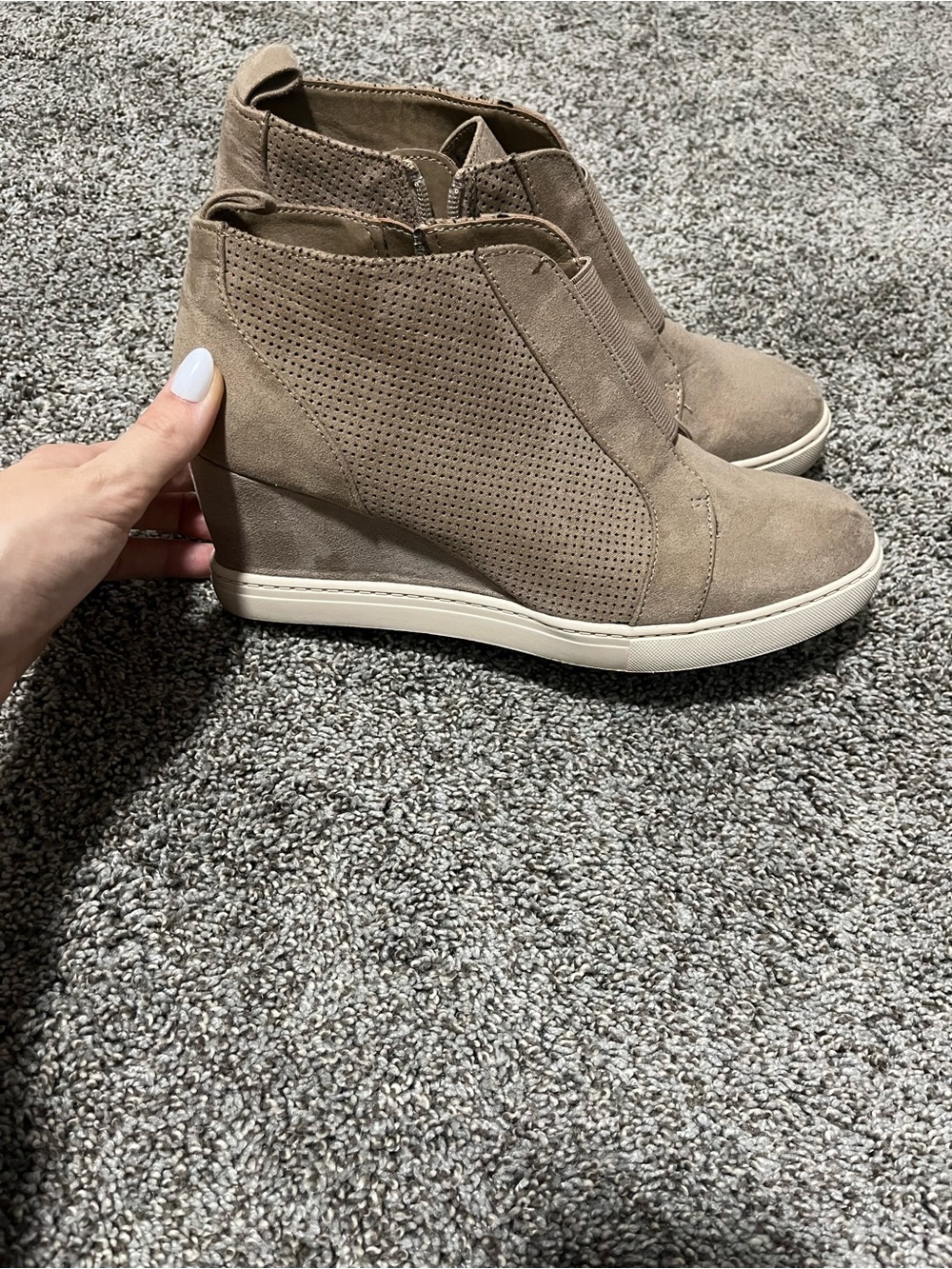 a new day Taupe Suede Wedge Sneaker Booties